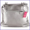 VIA55 láncos női válltáska dagi fazonban, rostbőr, ezüst lupusbag-hu 4