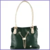VIA55 láncos női válltáska dagi fazonban, rostbőr, zöld lupusbag-hu 1
