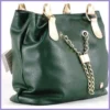 VIA55 láncos női válltáska dagi fazonban, rostbőr, zöld lupusbag-hu 3