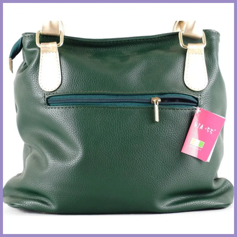 VIA55 láncos női válltáska dagi fazonban, rostbőr, zöld lupusbag-hu 4