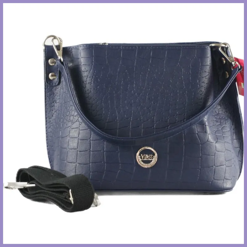 VIA55 merev női kézitáska cserélhető pánttal, rostbőr, kék lupusbag-hu 1