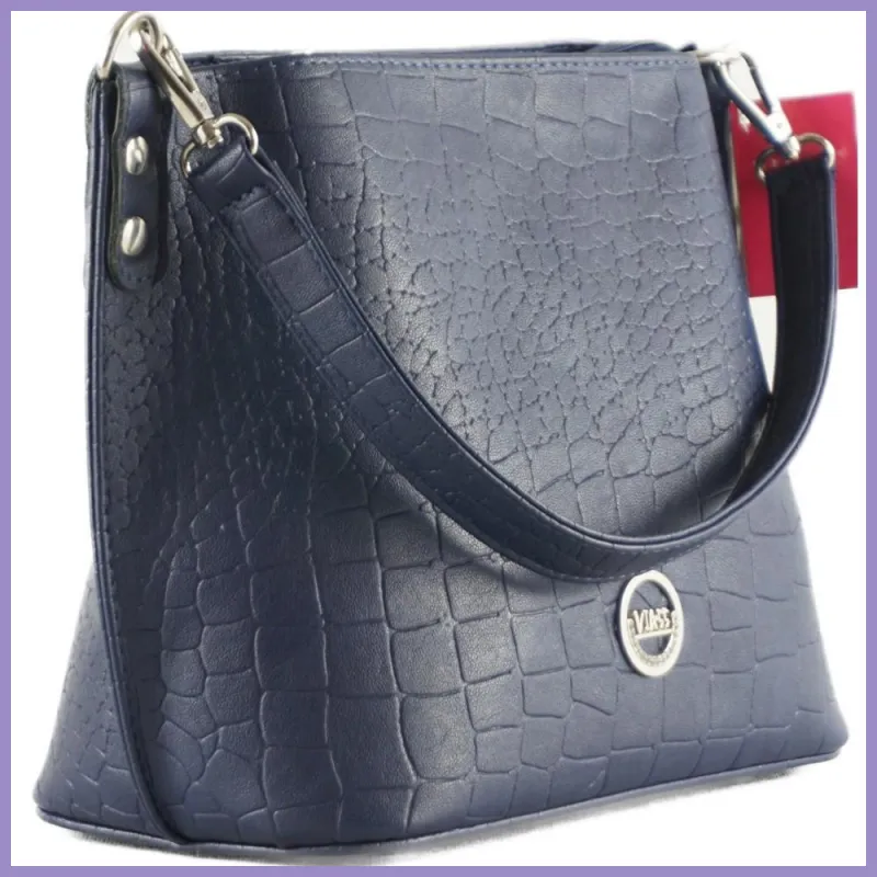 VIA55 merev női kézitáska cserélhető pánttal, rostbőr, kék lupusbag-hu 2