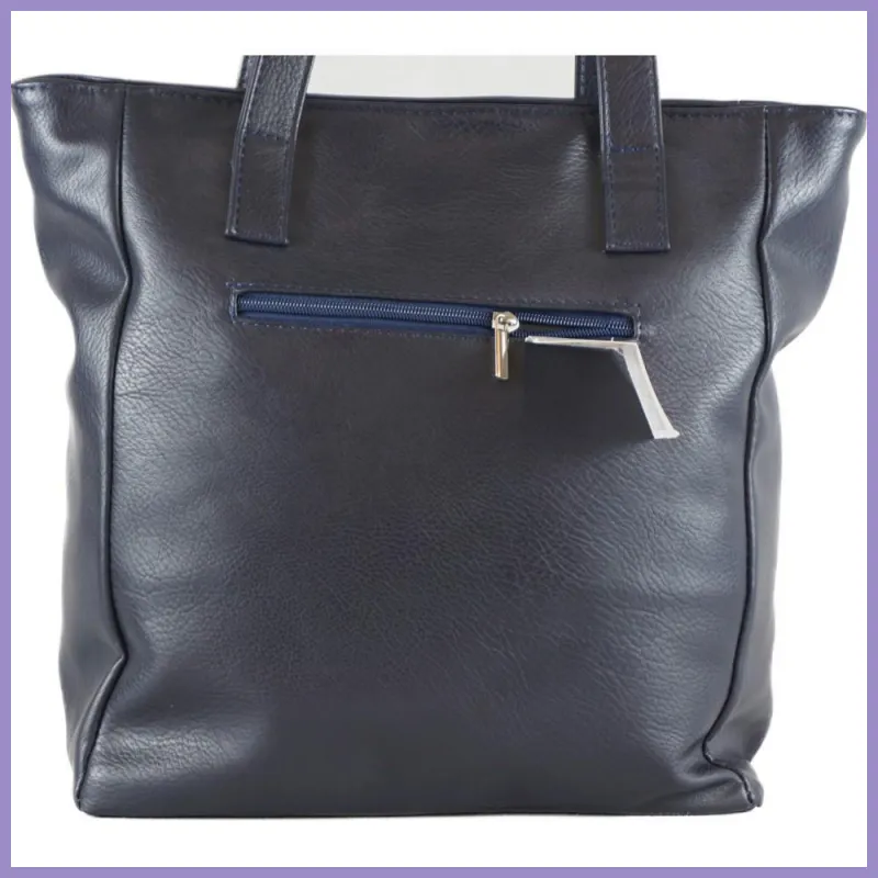 VIA55 nagyméretű lakk válltáska rizsmintával, rostbőr, kék lupusbag-hu 4