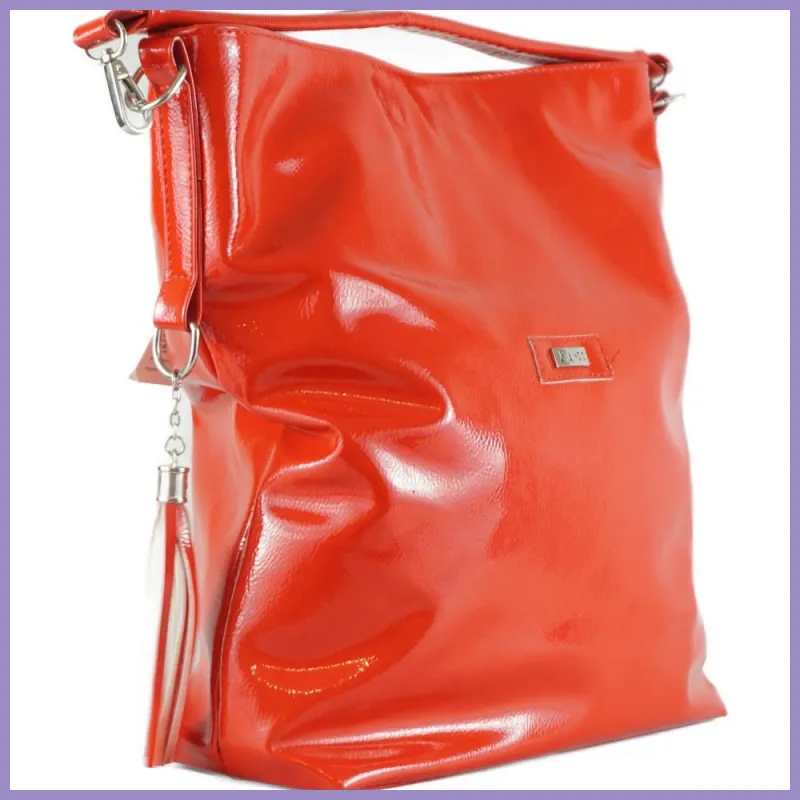 VIA55 nagyméretű női válltáska, rostbőr, piros2 lupusbag-hu 2