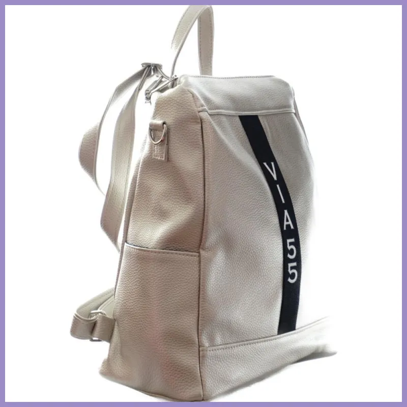 VIA55 női hátitáska (válltáskaként is hordható), rostbőr, arany lupusbag-hu 2