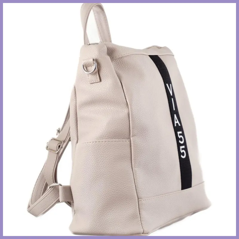 VIA55 női hátitáska (válltáskaként is hordható), rostbőr, szürke lupusbag-hu 2