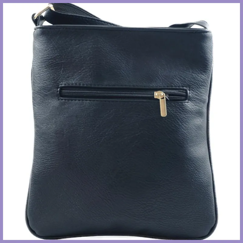 VIA55 női keresztpántos táska 3 sávval, rostbőr, arany lupusbag-hu 3