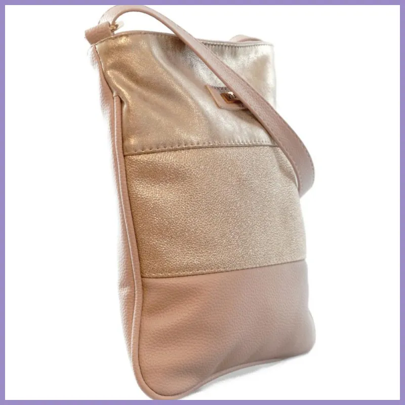 VIA55 női keresztpántos táska 3 sávval, rostbőr, arany3 lupusbag-hu 2