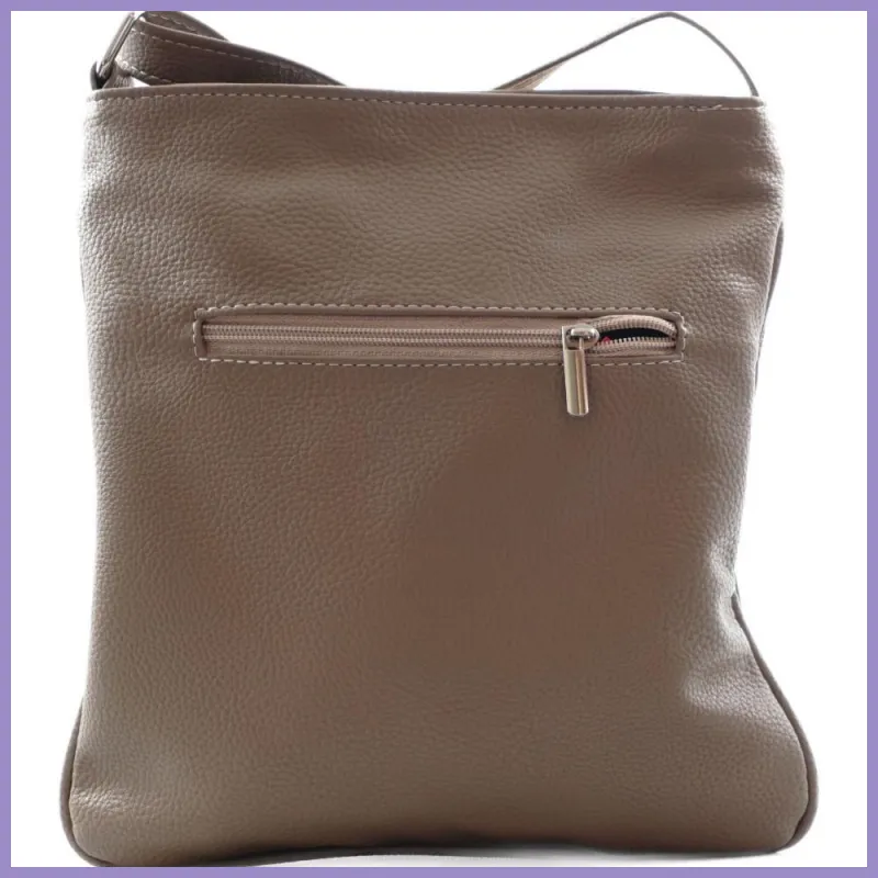 VIA55 női keresztpántos táska 3 sávval, rostbőr, pezsgő lupusbag-hu 3