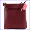 VIA55 női keresztpántos táska 3 sávval, rostbőr, vörös lupusbag-hu 3