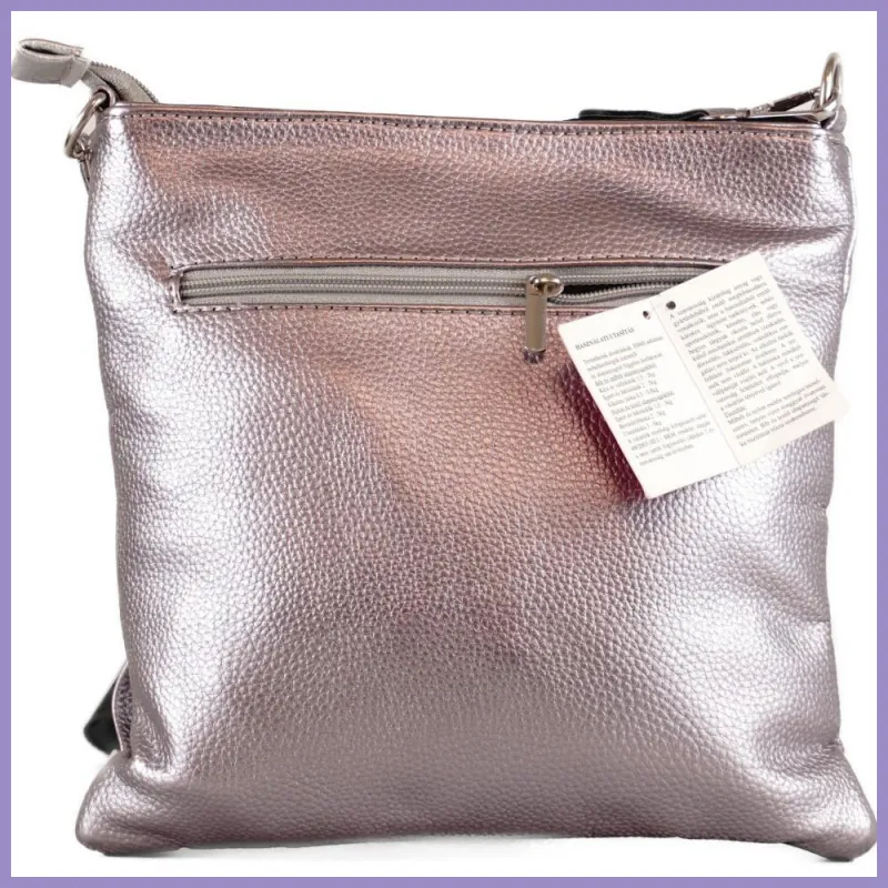 VIA55 női keresztpántos táska anyagában szőtt, rostbőr, ezüst2 lupusbag-hu 3