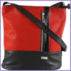 VIA55 női keresztpántos táska elöl díszzsebbel, rostbőr, piros lupusbag-hu 1
