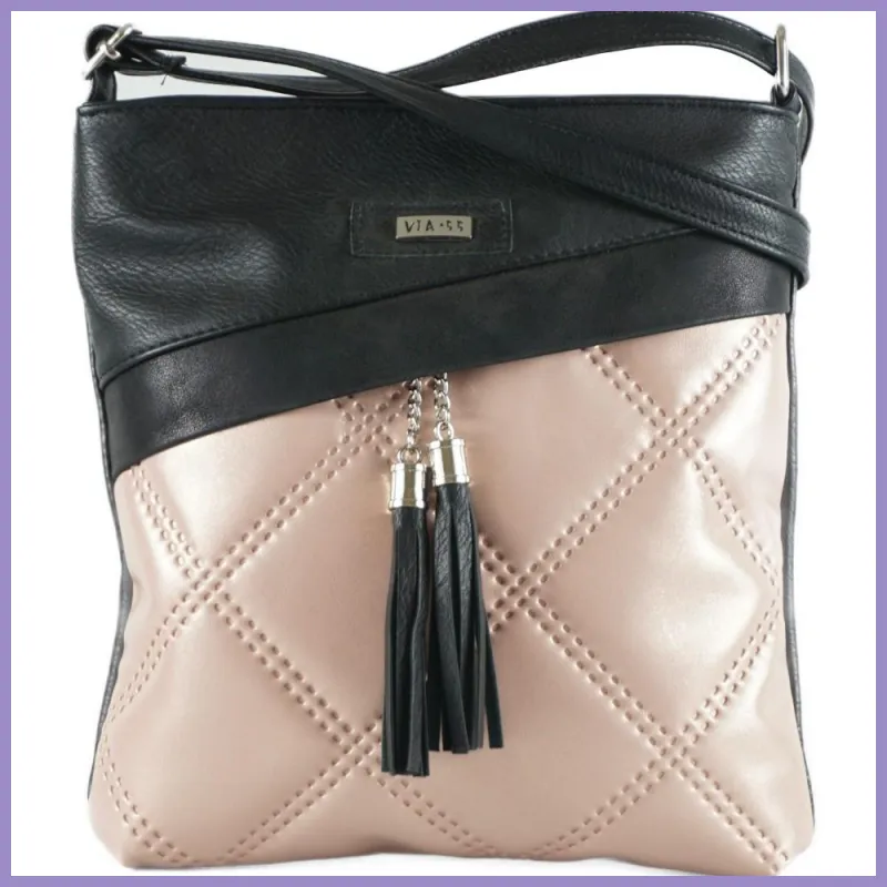 VIA55 női keresztpántos táska, rostbőr, rózsaszín lupusbag-hu 1