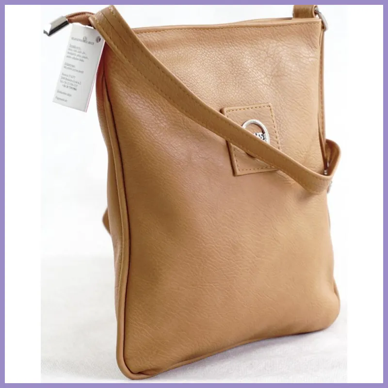 VIA55 női keresztpántos táska varrott négyzettel, rostbőr, mustársárga lupusbag-hu 2