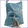 VIA55 női láncos válltáska rojttal, rostbőr, zöld lupusbag-hu 3
