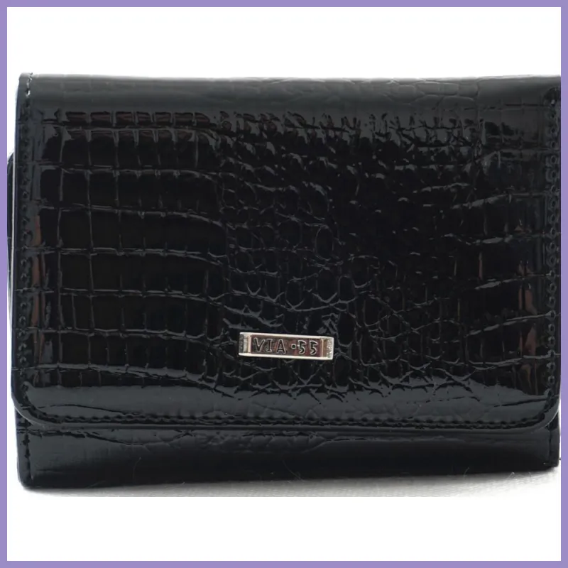 VIA55 női pénztárca, rövid fazon, bőr, fekete lupusbag-hu 1