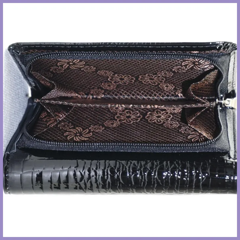 VIA55 női pénztárca, rövid fazon, bőr, fekete lupusbag-hu 4