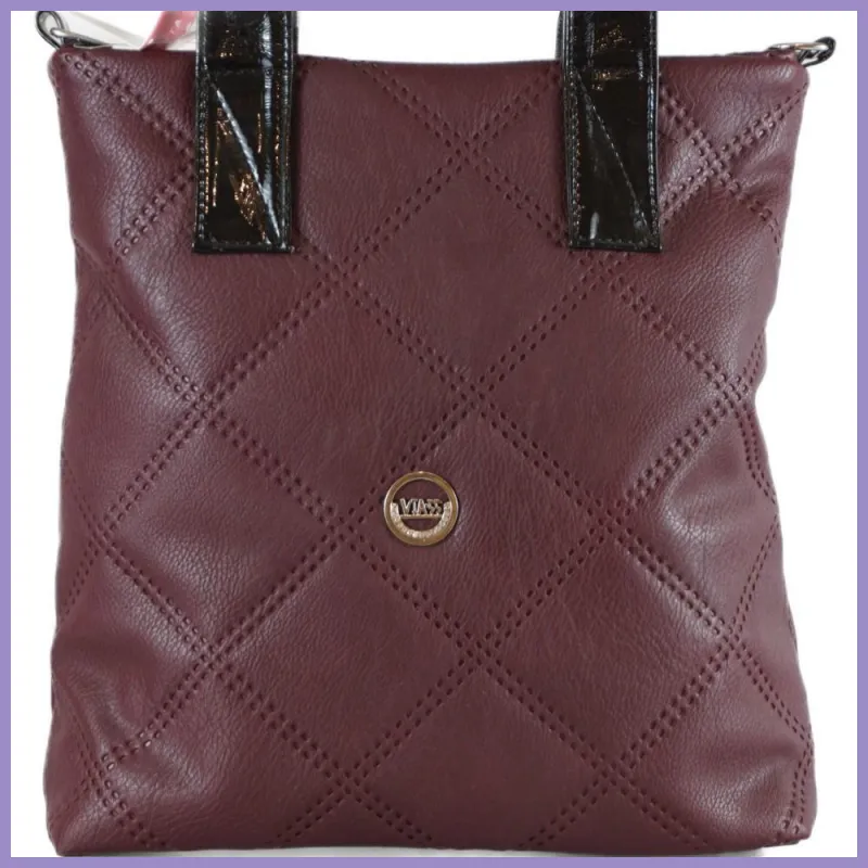 VIA55 női steppelt magas válltáska, rostbőr, bordó lupusbag-hu 2