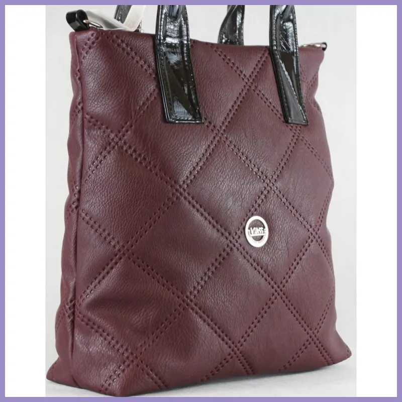 VIA55 női steppelt magas válltáska, rostbőr, bordó lupusbag-hu 3