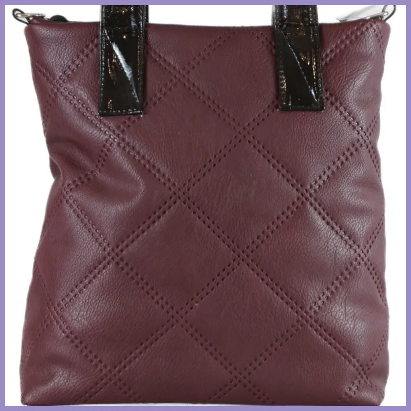 VIA55 női steppelt magas válltáska, rostbőr, bordó lupusbag-hu 4