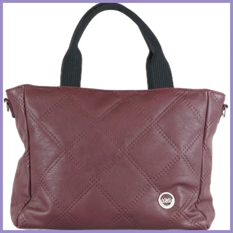 VIA55 női steppelt válltáska, rostbőr, bordó lupusbag-hu 1