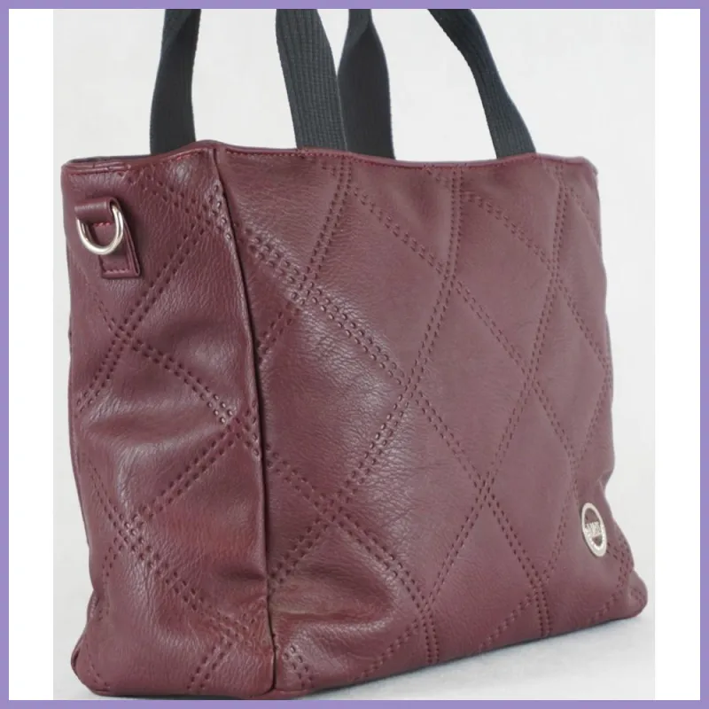 VIA55 női steppelt válltáska, rostbőr, bordó lupusbag-hu 2