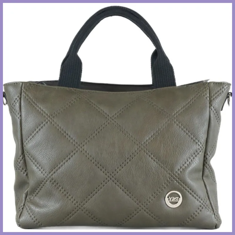 VIA55 női steppelt válltáska, rostbőr, zöld lupusbag-hu 1