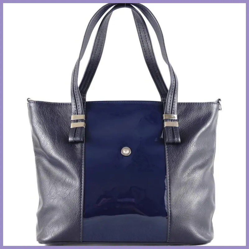 VIA55 női válltáska díszes vállpánttal, rostbőr, kék lupusbag-hu 1