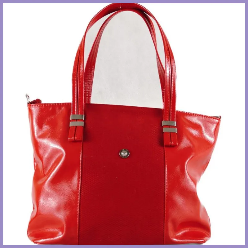 VIA55 női válltáska díszes vállpánttal, rostbőr, piros lupusbag-hu 1