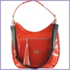 VIA55 női válltáska díszes zsebbel, rostbőr, piros lupusbag-hu 1