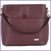 VIA55 női válltáska díszgombbal, rostbőr, bordó lupusbag-hu 1