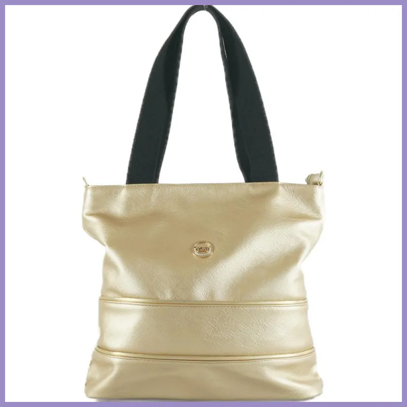 VIA55 női válltáska fekete füllel, rostbőr, arany lupusbag-hu 1