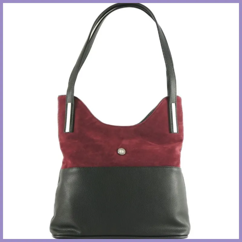 VIA55 női válltáska fém díszítéssel, rostbőr, bordó lupusbag-hu 1