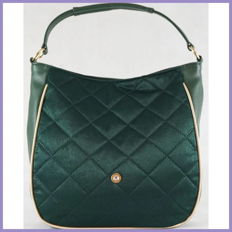 VIA55 női válltáska karikás füllel, rostbőr, zöld lupusbag-hu 1