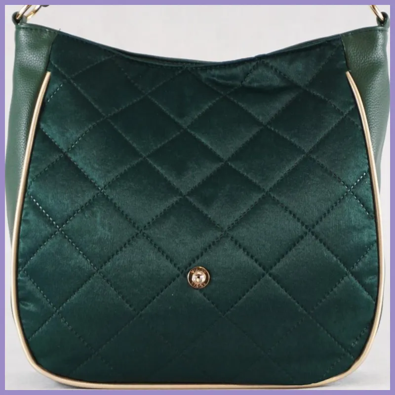 VIA55 női válltáska karikás füllel, rostbőr, zöld lupusbag-hu 2