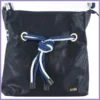 VIA55 női válltáska kötéllel és karikával, rostbőr, kék-fehér lupusbag-hu 2