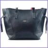 VIA55 női válltáska oldalt összehúzható, rostbőr, fekete lupusbag-hu 2