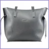 VIA55 női válltáska oldalt összehúzható, rostbőr, szürke lupusbag-hu 2