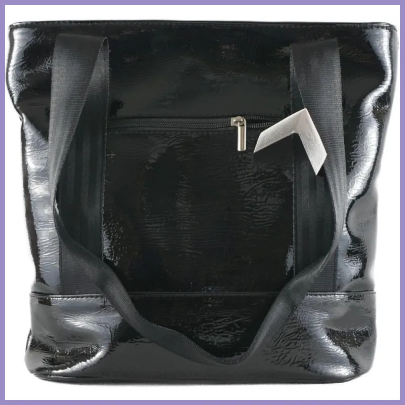 VIA55 női válltáska varrott biz.öv jellegű pánttal, rostbőr, fekete lupusbag-hu 3